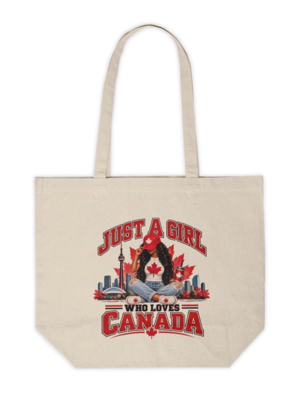 Just a Girl Who Loves Canada Graphic Canvas Tote Bag